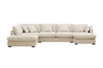 Rossita Lyx 5-sits Vänstervänd U-formad Extra djup Soffa med Divan och Schäslong i Chenille - Beige - Products - Möbler - Soffa - U-soffa
