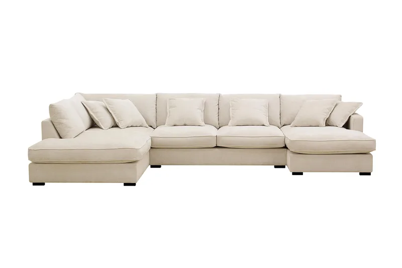 Rossita Lyx 5-sits Vänstervänd U-formad Extra djup Soffa med Divan och Schäslong i Chenille - Beige - Products - Möbler - Soffa - U-soffa