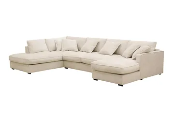 Rossita Lyx 5-sits Vänstervänd U-formad Extra djup Soffa med Divan och Schäslong i Chenille - Beige - Products - Möbler - Soffa - U-soffa