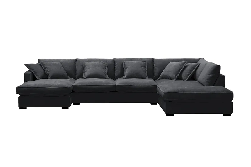 Rossita Lyx 5-sits Vänstervänd U-formad Extra djup Soffa med Divan och Schäslong i Chenille - Svart - Products - Möbler - Soffa - U-soffa