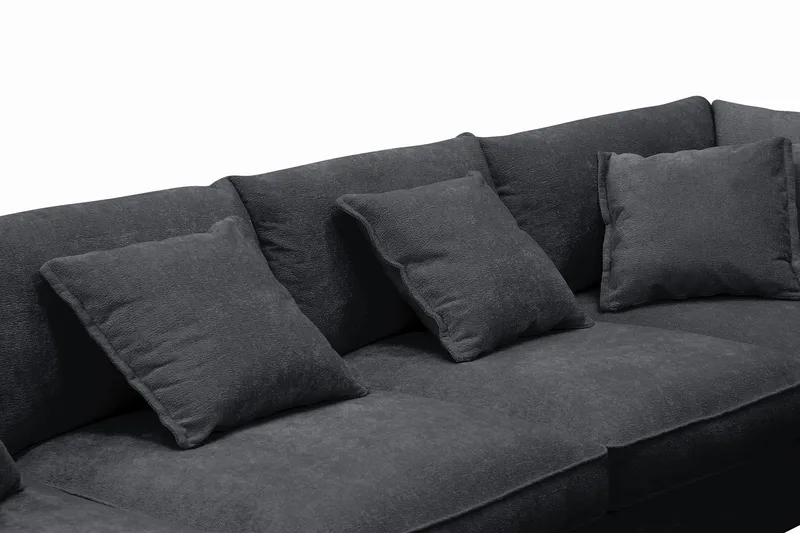 Rossita Lyx 5-sits Vänstervänd U-formad Extra djup Soffa med Divan och Schäslong i Chenille - Svart - Products - Möbler - Soffa - U-soffa