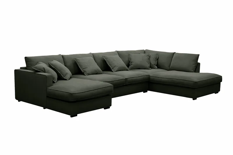 Rossita Lyx 5-sits Vänstervänd U-formad Extra djup Soffa med Divan och Schäslong i Manchester - Mörkgrön - Products - Möbler - Soffa - U-soffa