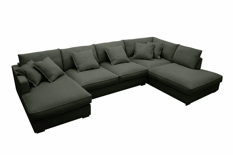 Rossita Lyx 5-sits Vänstervänd U-formad Extra djup Soffa med Divan och Schäslong i Manchester - Mörkgrön - Products - Möbler - Soffa - U-soffa