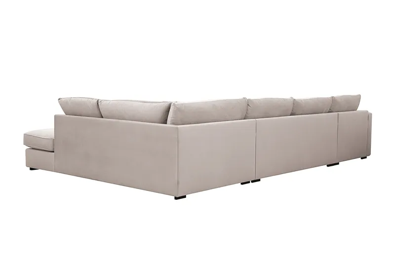 Rossita Lyx 5-sits Vänstervänd U-formad Extra djup Soffa med Divan och Schäslong i Sammet - Beige - Products - Möbler - Soffa - Sammetssoffa