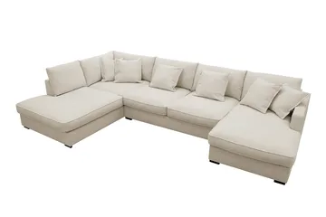 Rossita Lyx 5-sits Vänstervänd U-formad Extra djup Soffa med Divan och Schäslong i Tyg - Beige - Products - Möbler - Soffa - U-soffa