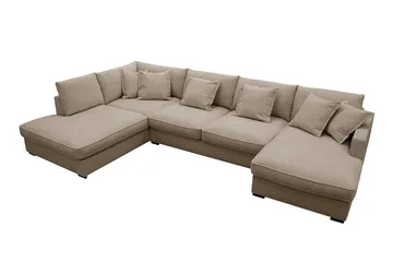 Rossita Lyx 5-sits Vänstervänd U-formad Extra djup Soffa med Divan och Schäslong i Tyg - Brun - Products - Möbler - Soffa - U-soffa