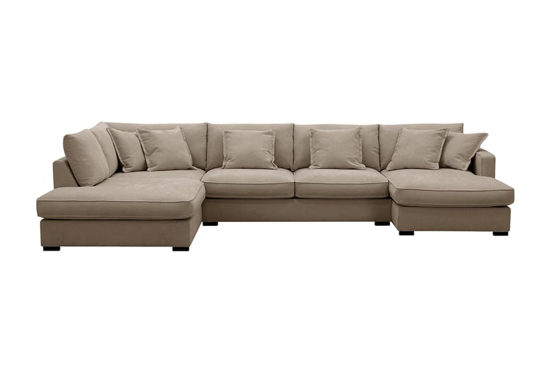 Rossita Lyx 5-sits Vänstervänd U-formad Extra djup Soffa med Divan och Schäslong i Tyg, Brun