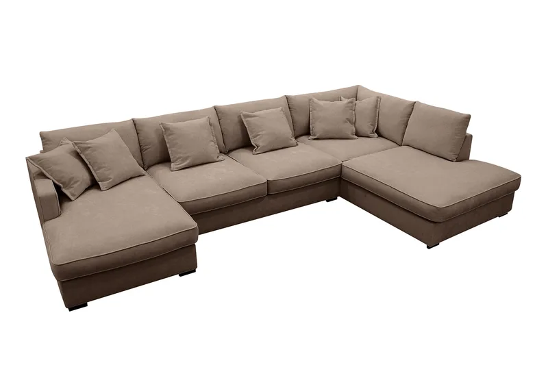 Rossita Lyx 5-sits Vänstervänd U-formad Extra djup Soffa med Divan och Schäslong i Tyg - Mörkbrun - Products - Möbler - Soffa - U-soffa