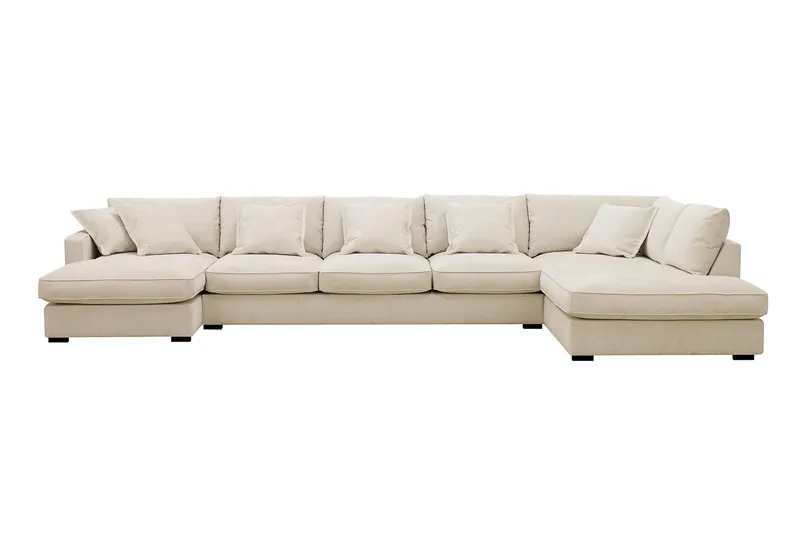 Rossita Lyx 6-sits Högervänd U-formad Extra djup Soffa med Divan och Schäslong i Chenille - Beige - Products - Möbler - Soffa - U-soffa