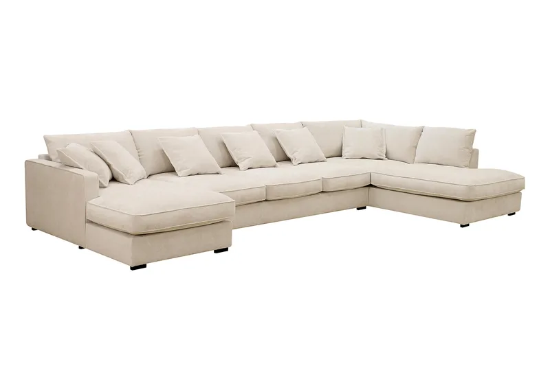 Rossita Lyx 6-sits Högervänd U-formad Extra djup Soffa med Divan och Schäslong i Chenille - Beige - Products - Möbler - Soffa - U-soffa