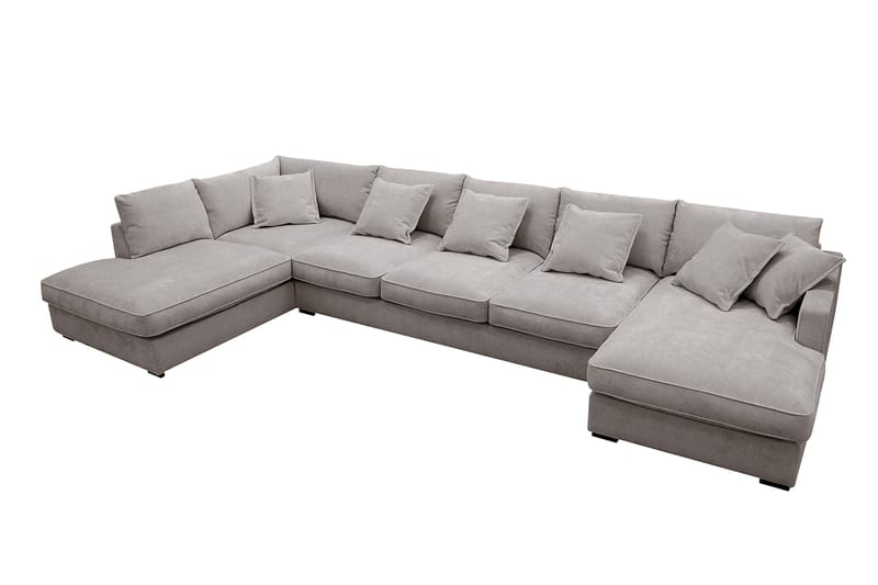 Rossita Lyx 6-sits Högervänd U-formad Extra djup Soffa med Divan och Schäslong i Chenille - Grå/Brun - Products - Möbler - Soffa - U-soffa