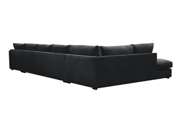 Rossita Lyx 6-sits Högervänd U-formad Extra djup Soffa med Divan och Schäslong i Chenille - Svart - Products - Möbler - Soffa - U-soffa
