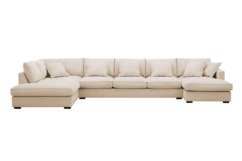 Rossita Lyx 6-sits Högervänd U-formad Extra djup Soffa med Divan och Schäslong i Manchester, Beige