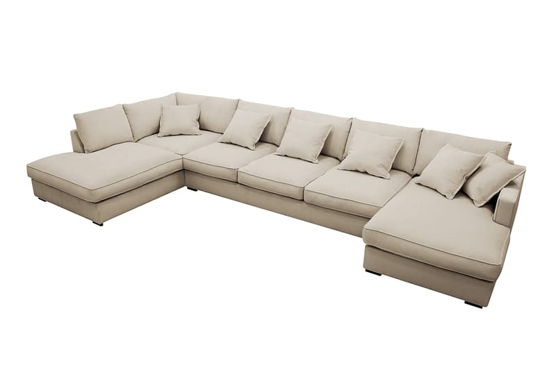 Rossita Lyx 6-sits Högervänd U-formad Extra djup Soffa med Divan och Schäslong i Manchester - Kräm - Products - Möbler - Soffa - U-soffa