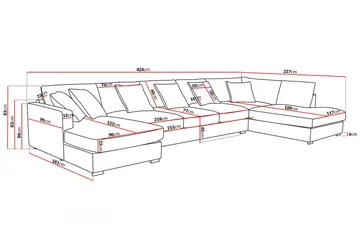 Rossita Lyx 6-sits Högervänd U-formad Extra djup Soffa med Divan och Schäslong i Manchester - Mörkbrun - Products - Möbler - Soffa - U-soffa