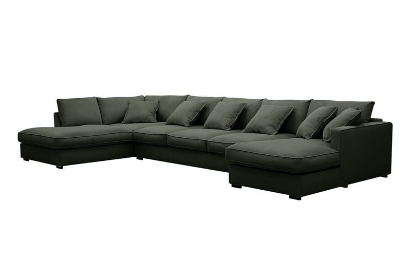 Rossita Lyx 6-sits Högervänd U-formad Extra djup Soffa med Divan och Schäslong i Manchester - Mörkgrön - Products - Möbler - Soffa - U-soffa