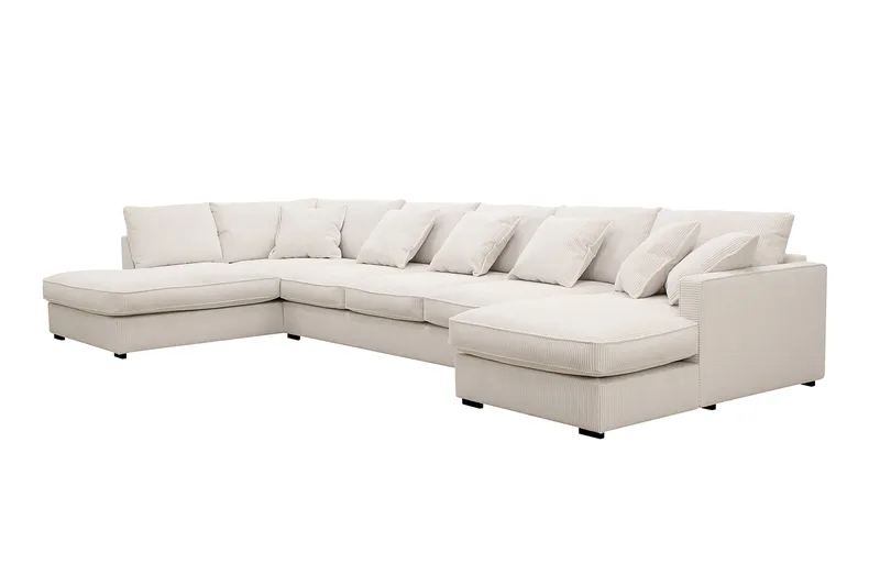 Rossita Lyx 6-sits Högervänd U-formad Extra djup Soffa med Divan och Schäslong i Manchester - Naturvit - Products - Möbler - Soffa - U-soffa
