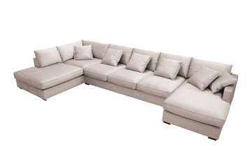 Rossita Lyx 6-sits Högervänd U-formad Extra djup Soffa med Divan och Schäslong i Sammet - Beige - Products - Möbler - Soffa - Sammetssoffa