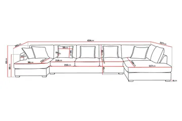 Rossita Lyx 6-sits Högervänd U-formad Extra djup Soffa med Divan och Schäslong i Tyg - Beige - Products - Möbler - Soffa - U-soffa