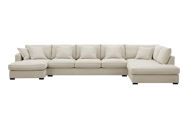 Rossita Lyx 6-sits Högervänd U-formad Extra djup Soffa med Divan och Schäslong i Tyg - Beige - Products - Möbler - Soffa - U-soffa