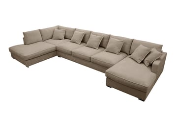 Rossita Lyx 6-sits Högervänd U-formad Extra djup Soffa med Divan och Schäslong i Tyg - Brun - Products - Möbler - Soffa - U-soffa