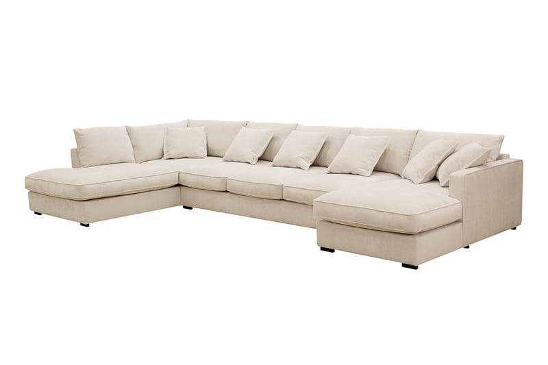 Rossita Lyx 6-sits Vänstervänd U-formad Extra djup Soffa med Divan och Schäslong i Chenille - Beige - Products - Möbler - Soffa - U-soffa