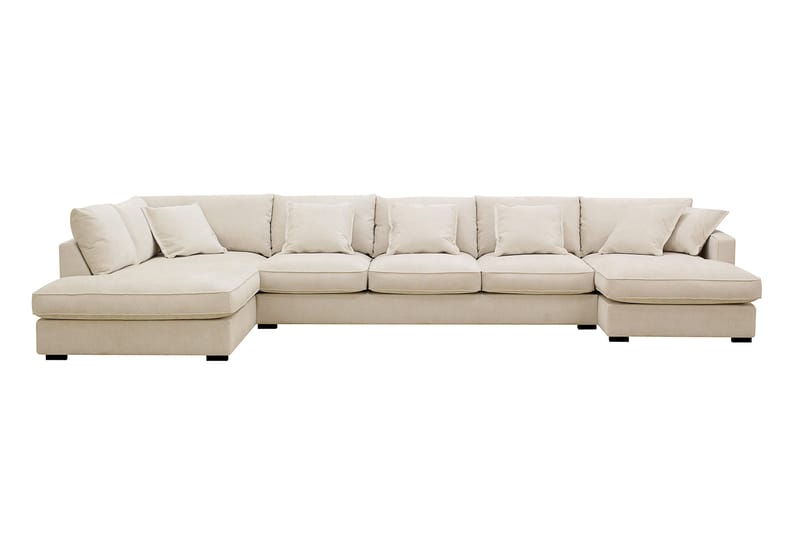 Rossita Lyx 6-sits Vänstervänd U-formad Extra djup Soffa med Divan och Schäslong i Chenille - Beige - Products - Möbler - Soffa - U-soffa