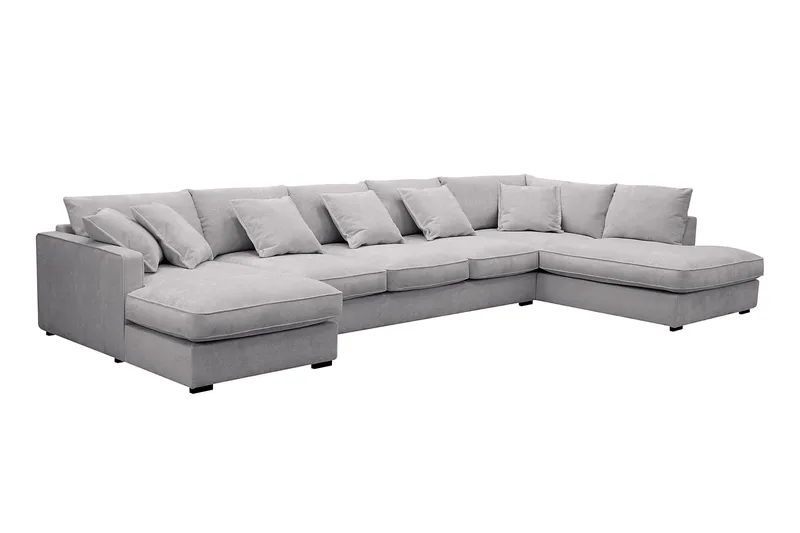 Rossita Lyx 6-sits Vänstervänd U-formad Extra djup Soffa med Divan och Schäslong i Chenille - Grå - Products - Möbler - Soffa - U-soffa
