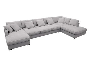 Rossita Lyx 6-sits Vänstervänd U-formad Extra djup Soffa med Divan och Schäslong i Chenille - Grå - Products - Möbler - Soffa - U-soffa