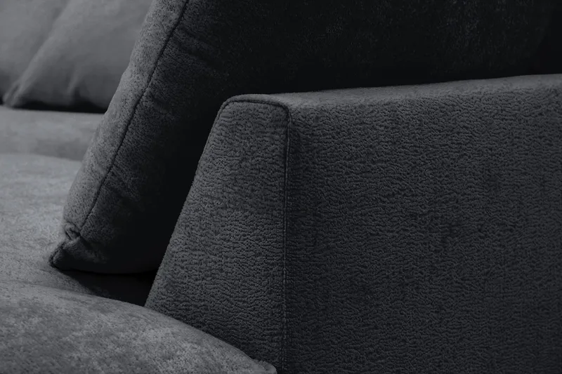 Rossita Lyx 6-sits Vänstervänd U-formad Extra djup Soffa med Divan och Schäslong i Chenille - Svart - Products - Möbler - Soffa - U-soffa