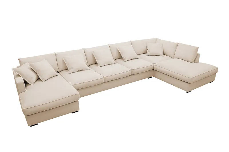 Rossita Lyx 6-sits Vänstervänd U-formad Extra djup Soffa med Divan och Schäslong i Manchester - Beige - Products - Möbler - Soffa - U-soffa