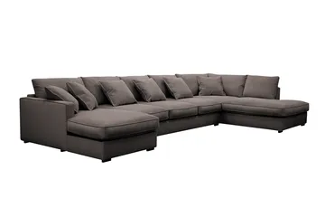 Rossita Lyx 6-sits Vänstervänd U-formad Extra djup Soffa med Divan och Schäslong i Manchester - Brun - Products - Möbler - Soffa - U-soffa