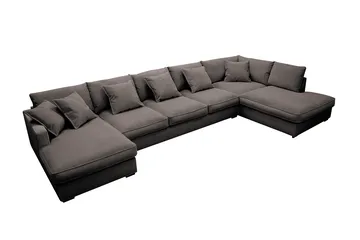 Rossita Lyx 6-sits Vänstervänd U-formad Extra djup Soffa med Divan och Schäslong i Manchester - Brun - Products - Möbler - Soffa - U-soffa