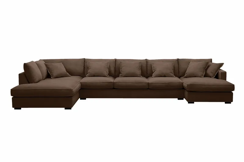 Rossita Lyx 6-sits Vänstervänd U-formad Extra djup Soffa med Divan och Schäslong i Manchester - Mörkbrun - Products - Möbler - Soffa - U-soffa