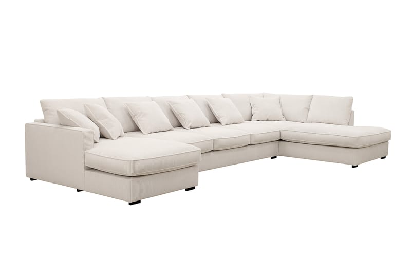 Rossita Lyx 6-sits Vänstervänd U-formad Extra djup Soffa med Divan och Schäslong i Manchester - Naturvit - Products - Möbler - Soffa - U-soffa