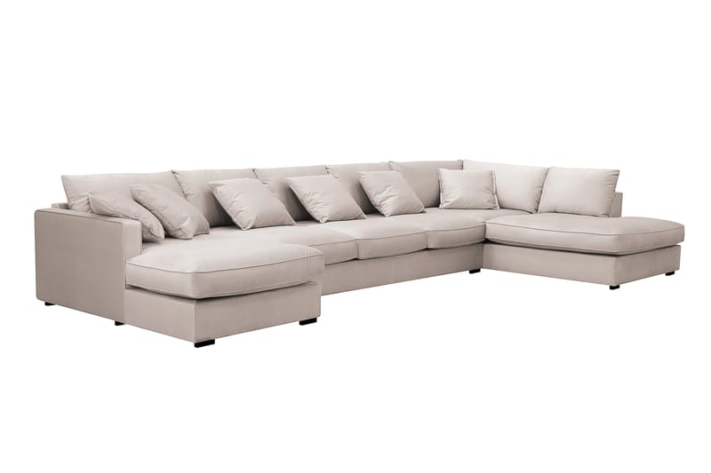 Rossita Lyx 6-sits Vänstervänd U-formad Extra djup Soffa med Divan och Schäslong i Sammet - Beige - Products - Möbler - Soffa - Sammetssoffa