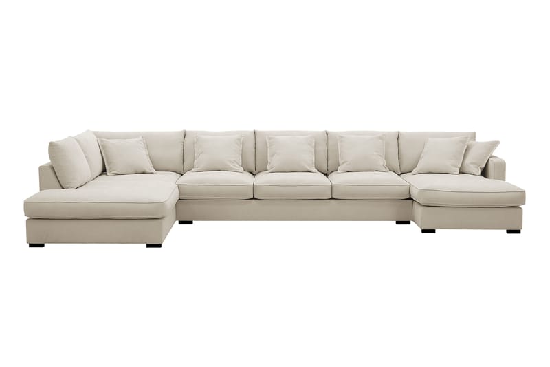 Rossita Lyx 6-sits Vänstervänd U-formad Extra djup Soffa med Divan och Schäslong i Tyg, Beige