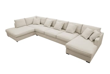 Rossita Lyx 6-sits Vänstervänd U-formad Extra djup Soffa med Divan och Schäslong i Tyg - Beige - Products - Möbler - Soffa - U-soffa