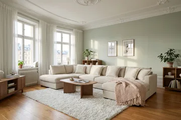 Rossita Lyx 6-sits Vänstervänd U-formad Extra djup Soffa med Divan och Schäslong i Tyg - Beige - Products - Möbler - Soffa - U-soffa