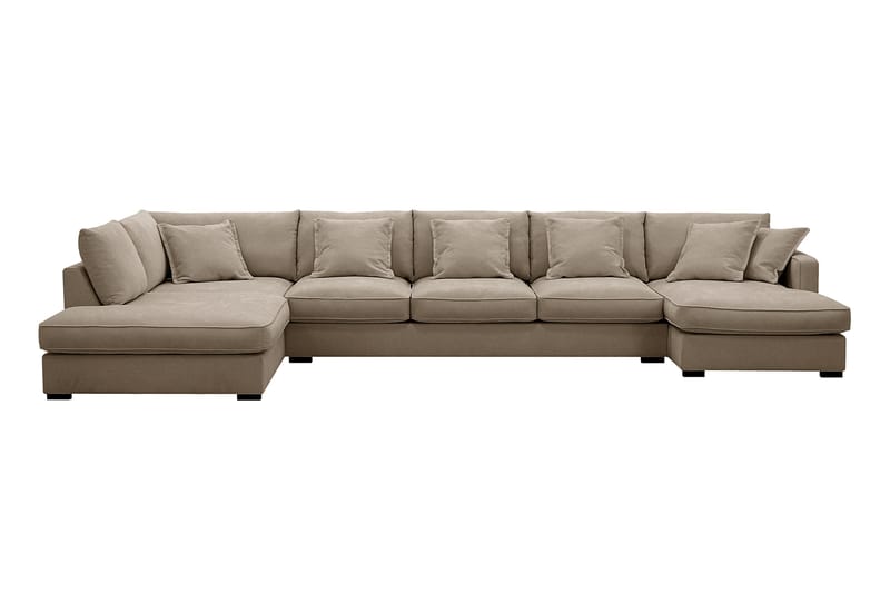 Rossita Lyx 6-sits Vänstervänd U-formad Extra djup Soffa med Divan och Schäslong i Tyg - Brun - Products - Möbler - Soffa - U-soffa