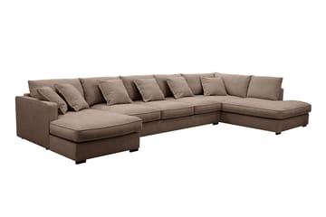 Rossita Lyx 6-sits Vänstervänd U-formad Extra djup Soffa med Divan och Schäslong i Tyg - Mörkbrun - Products - Möbler - Soffa - U-soffa