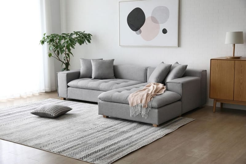 Sake Soffa grå divansoffa 251 cm - Grå - Products - Möbler - Soffa - Divansoffa & schäslongsoffa
