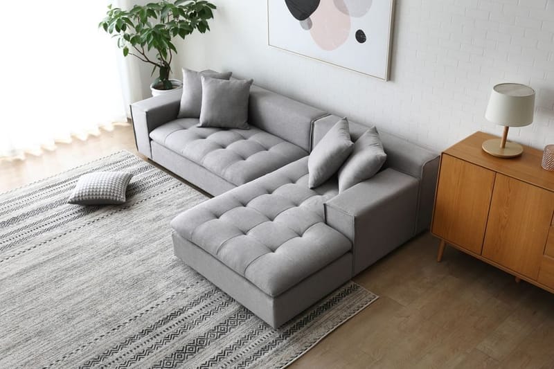 Sake Soffa grå divansoffa 251 cm - Grå - Products - Möbler - Soffa - Divansoffa & schäslongsoffa