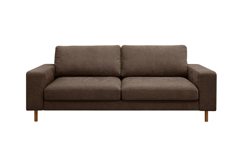 Scandi Djup 3-sits Soffa i Tyg, Mörkbrun