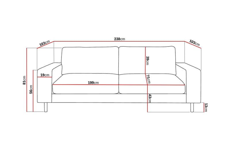 Scandi Djup 4-sits Soffa i Tyg - Mörkbrun - Products - Möbler - Soffa - 4 sits soffa