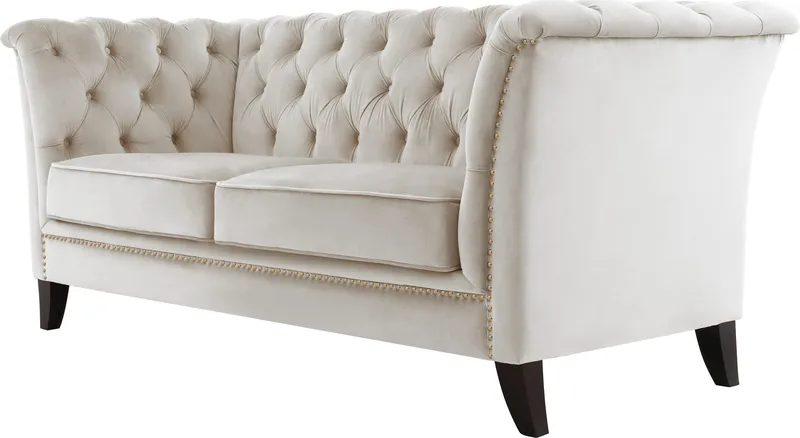 Soffa 2-sits chesterfield beige - Milton, Beige