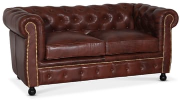 Soffa 2-sits Chesterfield i äkta läder - Brun - Products - Möbler - Soffa - Chesterfield soffa