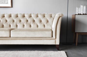 Soffa 3-sits Chesterfield beige - Milton - Beige sammet - Products - Möbler - Soffa - Chesterfield soffa