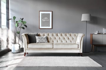 Soffa 3-sits Chesterfield beige - Milton - Beige sammet - Products - Möbler - Soffa - Chesterfield soffa