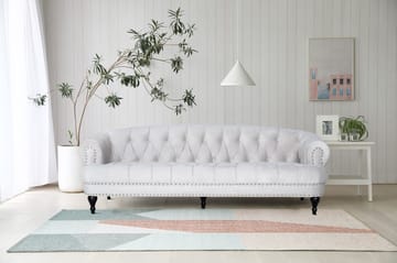 Soffa 3-sits chesterfield beige sammet - Beige - Products - Möbler - Soffa - Chesterfield soffa